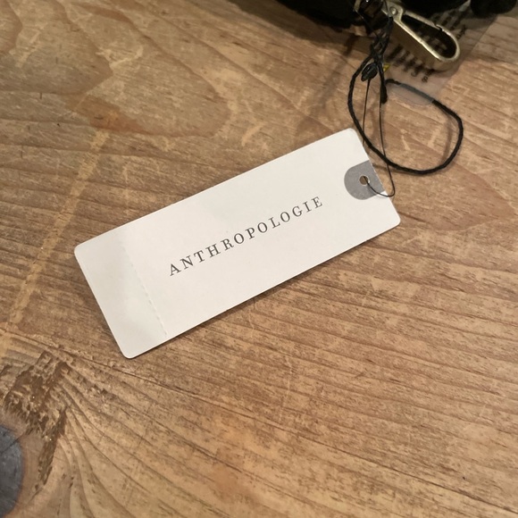 NWT Anthropologie Black Braided Leather brass hardware strap OS - Picture 4 of 12